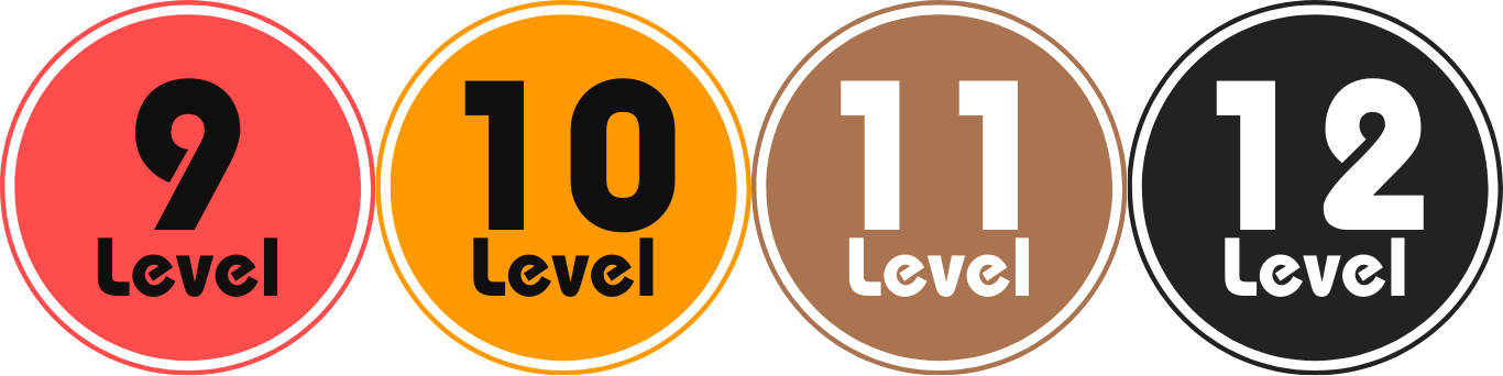 Levels 9–12 wristbands